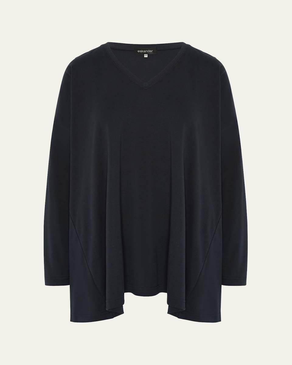 Side-Paneled V-Neck T-Shirt (Long Length)